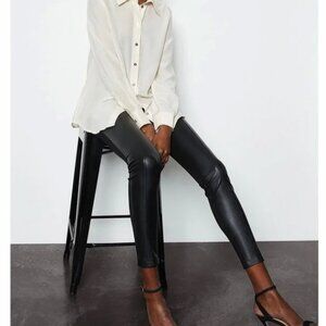 KAREN MILLEN Black Faux Leather Leggings NEW 10